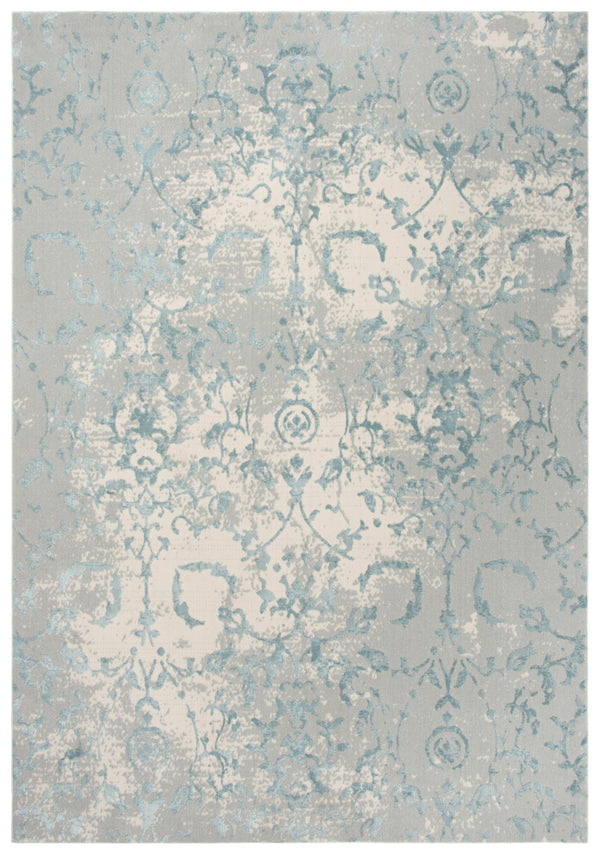 Alora Decor Glamour Alora DéCor Transitional Blue And Gray Ornate Vine Rug — Soft Polyester, Durable Power-Loomed Quality 8'6" x 11'10" GLOGM100233098610