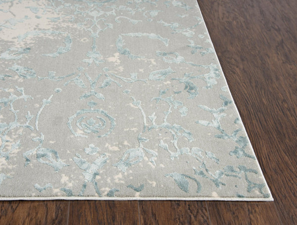 Alora Decor Glamour Transitional Runner Rug 2'7"X9'6" Power-Loomed Polyester In Gray Ivory Blue — Durable, Low-Profile GLOGM100233092796