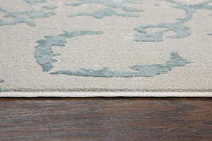Alora Decor Glamour Alora DéCor Transitional Blue And Gray Ornate Vine Rug — Soft Polyester, Durable Power-Loomed Quality 8'6" x 11'10" GLOGM100233098610