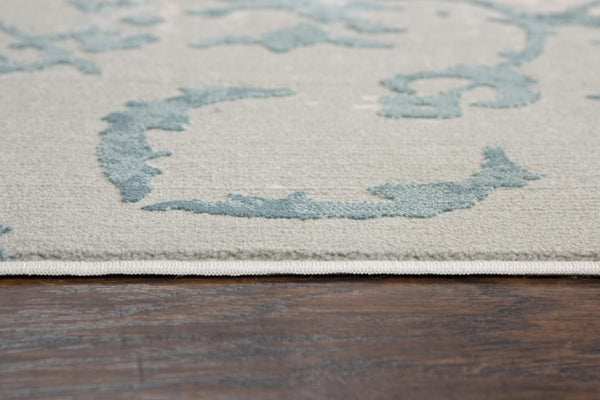 Alora Decor Glamour Alora DéCor Transitional Blue And Gray Ornate Vine Rug — Soft Polyester, Durable Power-Loomed Quality 8'6" x 11'10" GLOGM100233098610