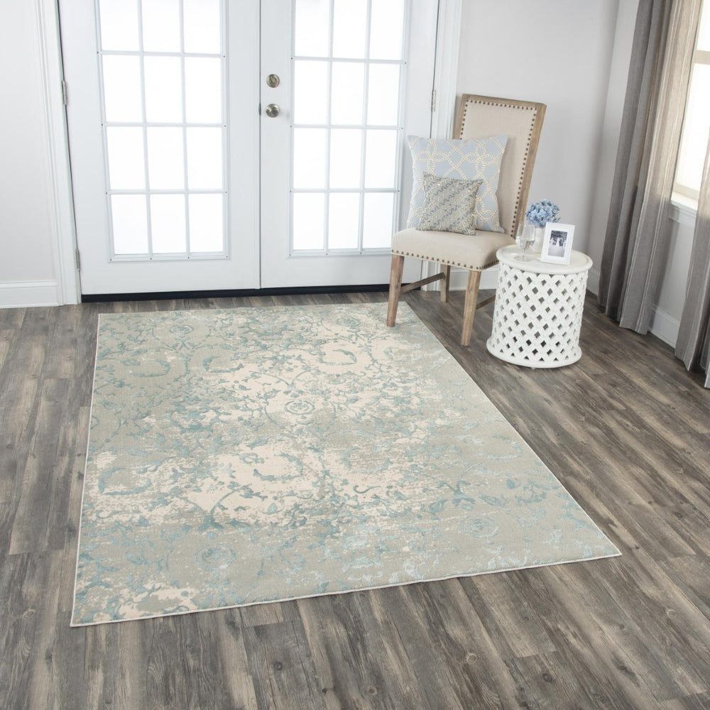 Alora Decor Glamour Transitional Runner Rug 2'7"X9'6" Power-Loomed Polyester In Gray Ivory Blue — Durable, Low-Profile GLOGM100233092796