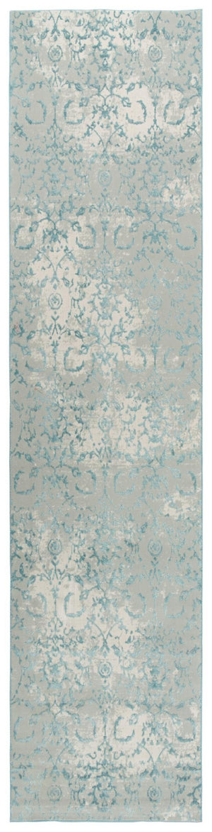 Alora Decor Glamour Transitional Runner Rug 2'7"X9'6" Power-Loomed Polyester In Gray Ivory Blue — Durable, Low-Profile GLOGM100233092796