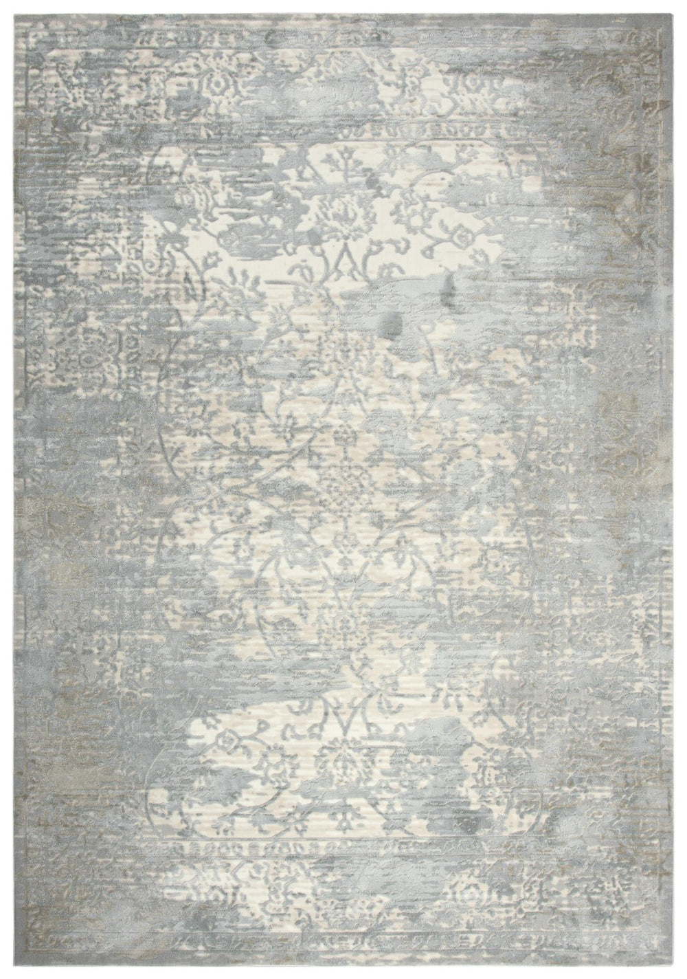 Alora Decor Glamour Gray Rectangle Rug With Plush Polyester Pile, Power-Loomed Turkish Vine Scroll Design 8'6" x 11'10" GLOGM100333078610