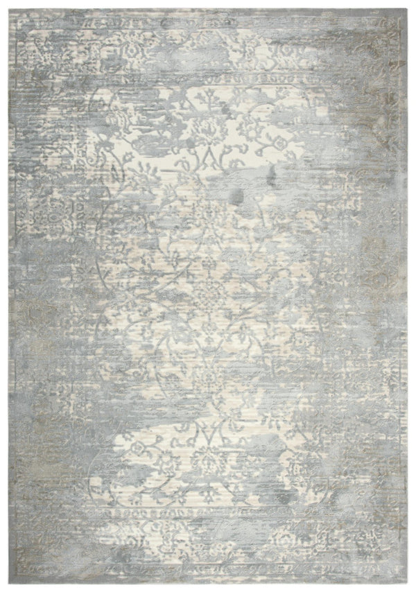 Alora Decor Glamour Gray Rectangle Rug With Plush Polyester Pile, Power-Loomed Turkish Vine Scroll Design 8'6" x 11'10" GLOGM100333078610