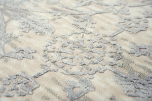 Alora Decor Glamour Gray Rectangle Rug With Plush Polyester Pile, Power-Loomed Turkish Vine Scroll Design 8'6" x 11'10" GLOGM100333078610