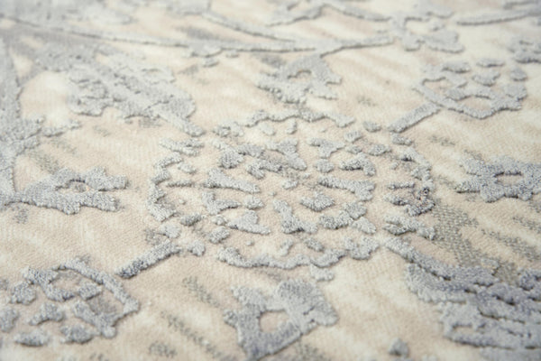 Alora Decor Glamour Gray Rectangle Rug With Plush Polyester Pile, Power-Loomed Turkish Vine Scroll Design 8'6" x 11'10" GLOGM100333078610