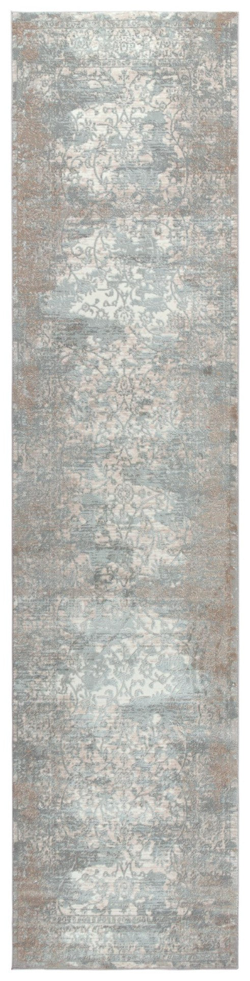Alora Decor Glamour Gray Runner Rug 2'7"X9'6" Power-Loomed Polyester, Transitional Vine Scroll Design, Durable Elegance GLOGM100333072796