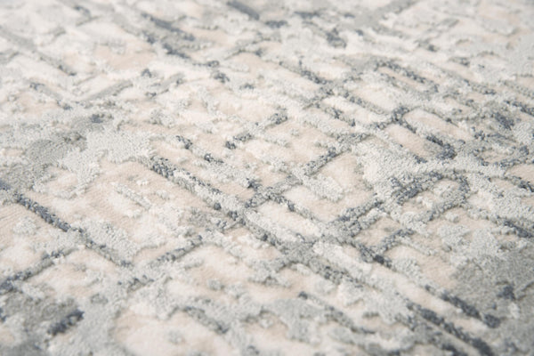 Alora Decor Glamour Gray/Cream Runner Rug 2'7"X9'6" Power-Loomed Turkey 100% Polyester Durable Soft Texture GLOGM100407332796