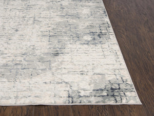 Alora Decor Glamour Contemporary Abstract Cream And Gray Area Rug — Power-Loomed Polyester, Low Pile Durable Elegance 5'3" x 7'6" GLOGM100407335376