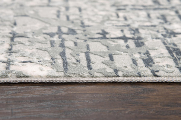 Alora Decor Glamour Contemporary Abstract Cream And Gray Area Rug — Power-Loomed Polyester, Low Pile Durable Elegance 5'3" x 7'6" GLOGM100407335376