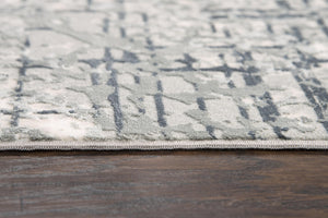 Alora Decor Glamour Gray/Cream Runner Rug 2'7"X9'6" Power-Loomed Turkey 100% Polyester Durable Soft Texture GLOGM100407332796