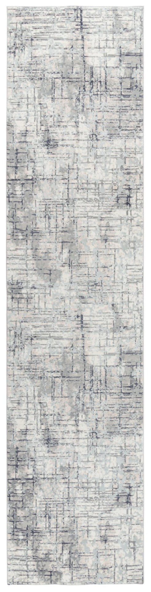 Alora Decor Glamour Gray/Cream Runner Rug 2'7"X9'6" Power-Loomed Turkey 100% Polyester Durable Soft Texture GLOGM100407332796