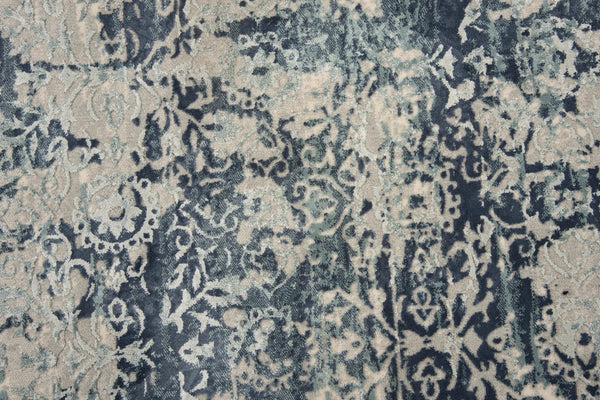 Alora Decor Glamour Abstract Runner Rug 2'7"X9'6" Power-Loomed Turkey 100% Polyester Gray Teal Modern Plush GLOGM100533892796