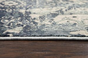 Alora Decor Glamour Abstract Runner Rug 2'7"X9'6" Power-Loomed Turkey 100% Polyester Gray Teal Modern Plush GLOGM100533892796