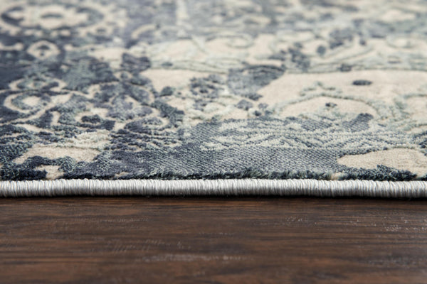 Alora Decor Glamour Abstract Runner Rug 2'7"X9'6" Power-Loomed Turkey 100% Polyester Gray Teal Modern Plush GLOGM100533892796