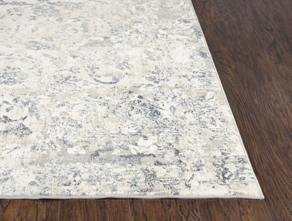 Alora Decor Glamour Gray Runner Rug — 2'7"X9'6" Power-Loomed Polyester, Soft Ivory & Gray Vine Scroll Design GLOGM100607332796