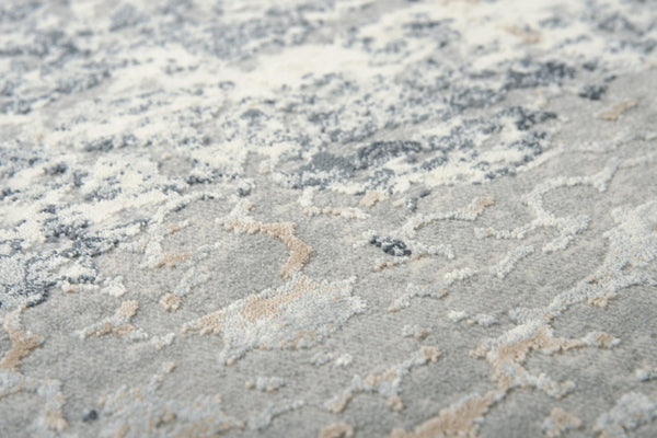 Alora Decor Glamour Gray Runner Rug Power-Loomed 100% Polyester Silky Coastal Ivory-Gray Wash 2'7"X9'6" GLOGM100707332796