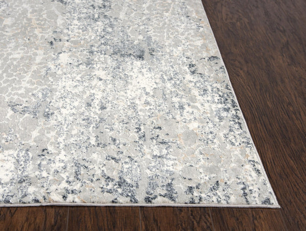 Alora Decor Glamour Serene Gray And Ivory Rectangle Rug — Power‑Loomed Turkish Polyester With Silky Plush Feel 8'6" x 11'10" GLOGM100707338610