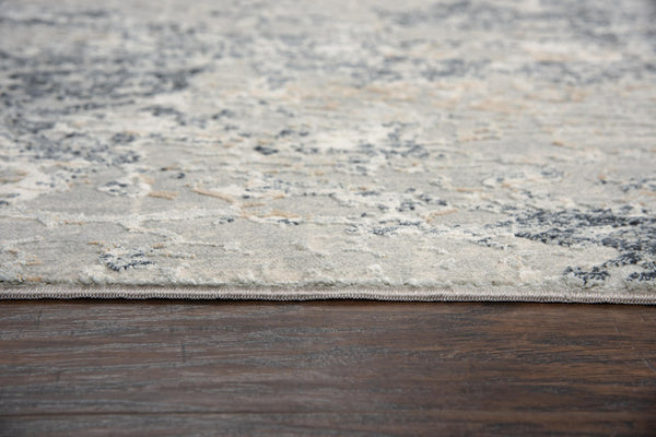 Alora Decor Glamour Gray Runner Rug Power-Loomed 100% Polyester Silky Coastal Ivory-Gray Wash 2'7"X9'6" GLOGM100707332796