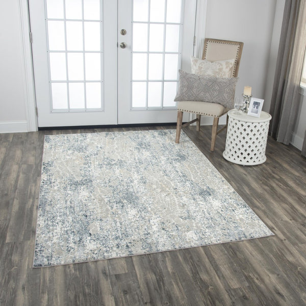 Alora Decor Glamour Serene Gray And Ivory Rectangle Rug — Power‑Loomed Turkish Polyester With Silky Plush Feel 8'6" x 11'10" GLOGM100707338610