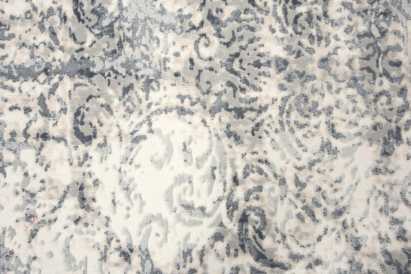 Alora Decor Glamour Gray Runner 2'7"X9'6" Power-Loomed Polyester — Ivory & Gray Vine Scrolls, Plush Durable Elegance GLOGM100807332796