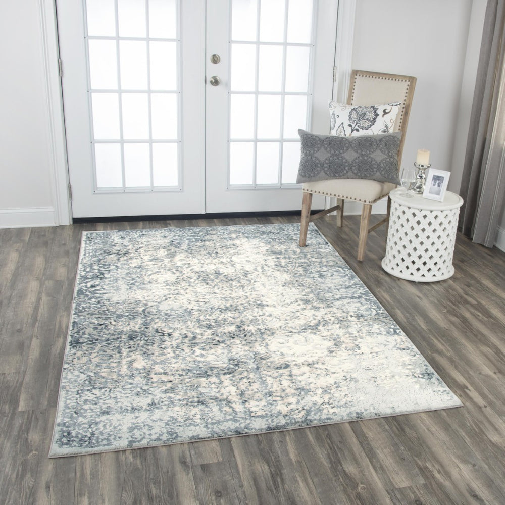 Alora Decor Glamour Gray Runner 2'7"X9'6" Power-Loomed Polyester — Ivory & Gray Vine Scrolls, Plush Durable Elegance GLOGM100807332796