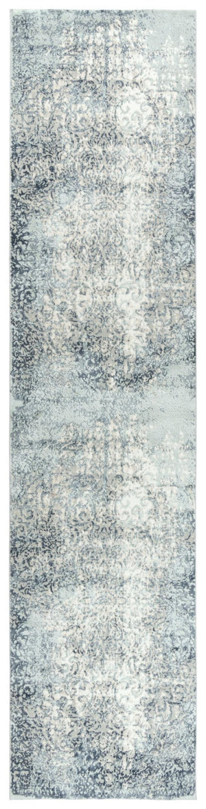Alora Decor Glamour Gray Runner 2'7"X9'6" Power-Loomed Polyester — Ivory & Gray Vine Scrolls, Plush Durable Elegance GLOGM100807332796