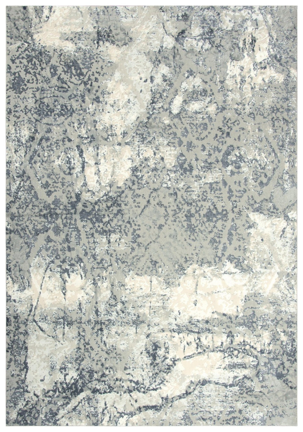Alora Decor Glamour Modern Abstract Gray Cream Area Rug — Plush Power-Loomed Polyester, Durable & Soft Underfoot 7'10" x 9'10" GLOGM100907337109