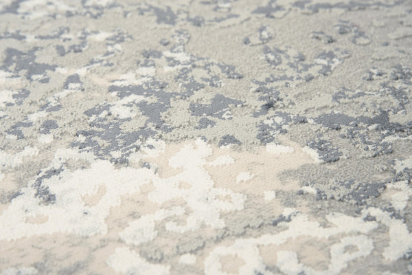 Alora Decor Glamour Abstract Gray Runner Rug 2'7"X9'6" — Power-Loomed Polyester, Modern Cream & Gray Durable Style GLOGM100907332796