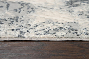 Alora Decor Glamour Abstract Gray Runner Rug 2'7"X9'6" — Power-Loomed Polyester, Modern Cream & Gray Durable Style GLOGM100907332796