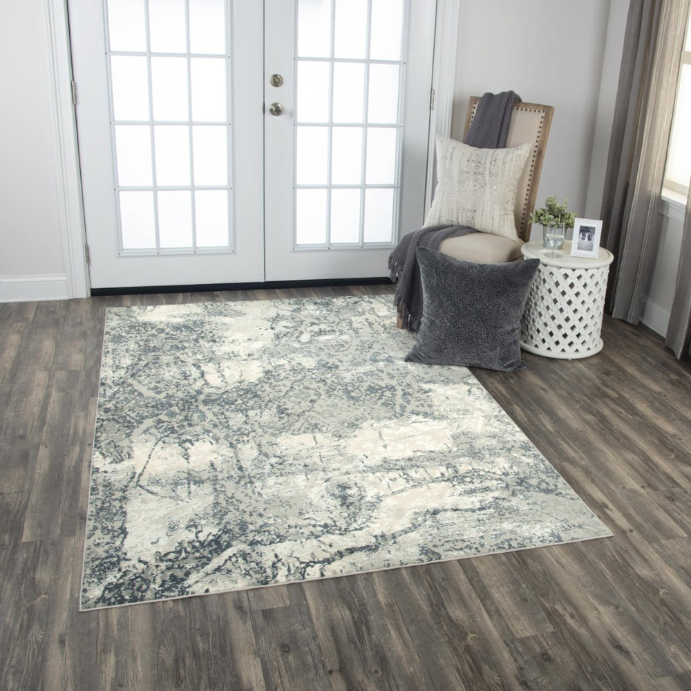 Alora Decor Glamour Abstract Gray Runner Rug 2'7"X9'6" — Power-Loomed Polyester, Modern Cream & Gray Durable Style GLOGM100907332796