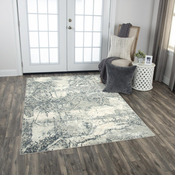 Alora Decor Glamour Modern Abstract Gray Cream Area Rug — Plush Power-Loomed Polyester, Durable & Soft Underfoot 7'10" x 9'10" GLOGM100907337109