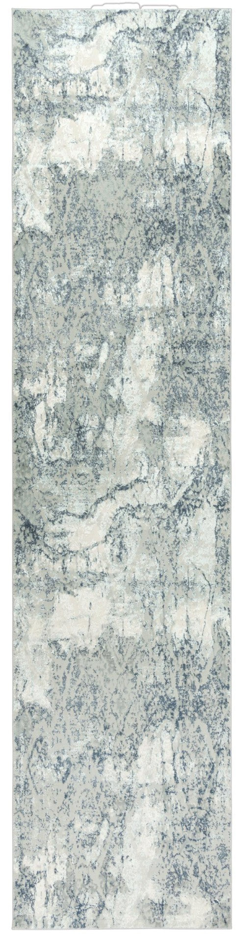 Alora Decor Glamour Abstract Gray Runner Rug 2'7"X9'6" — Power-Loomed Polyester, Modern Cream & Gray Durable Style GLOGM100907332796