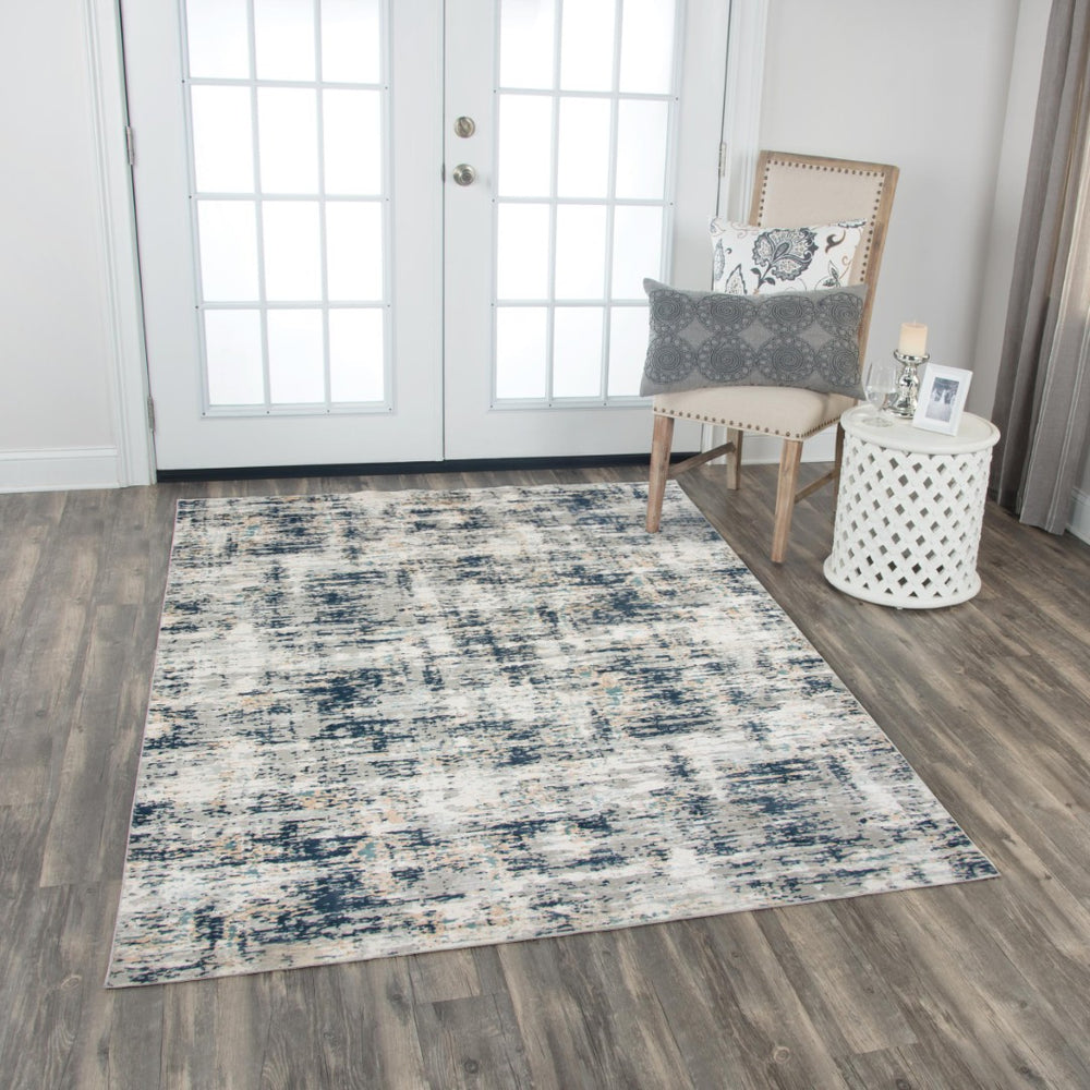 Alora Decor Glamour Plush Blue Runner Rug 2'7"X9'6" Power-Loomed Turkey 100% Polyester Modern Abstract Elegance GLOGM101037892796