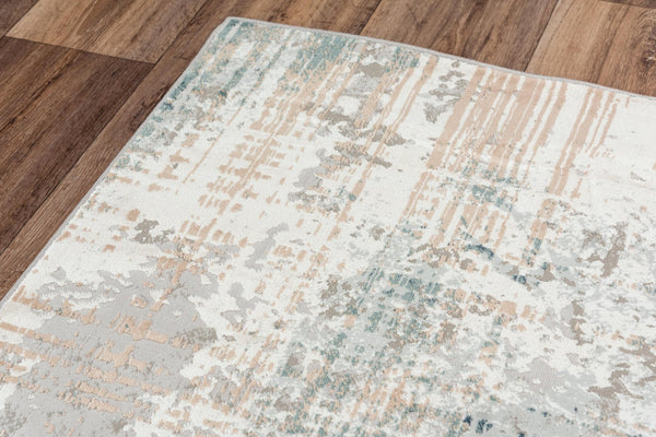 Alora Decor Glamour Abstract Blue And Beige Modern Rug — Power-Loomed Polyester, Low-Pile, Easy-Care Accent 7'10" x 9'10" GLOGM101137337109