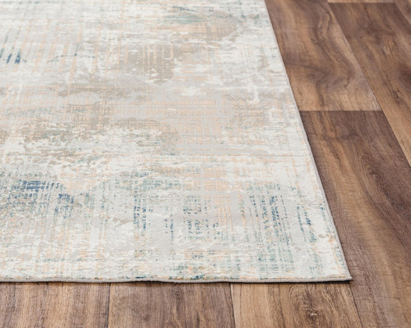 Alora Decor Glamour Abstract Blue And Beige Modern Rug — Power-Loomed Polyester, Low-Pile, Easy-Care Accent 7'10" x 9'10" GLOGM101137337109