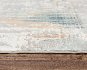 Alora Decor Glamour Abstract Blue And Beige Modern Rug — Power-Loomed Polyester, Low-Pile, Easy-Care Accent 7'10" x 9'10" GLOGM101137337109