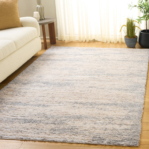 Safavieh Gemma Plush Shag Area Rug In Ivory Beige Grey — Low-Profile Turkish Power-Loomed Texture For Cozy Modern Homes 6'-7" x 6'-7" GMA600A-7SQ
