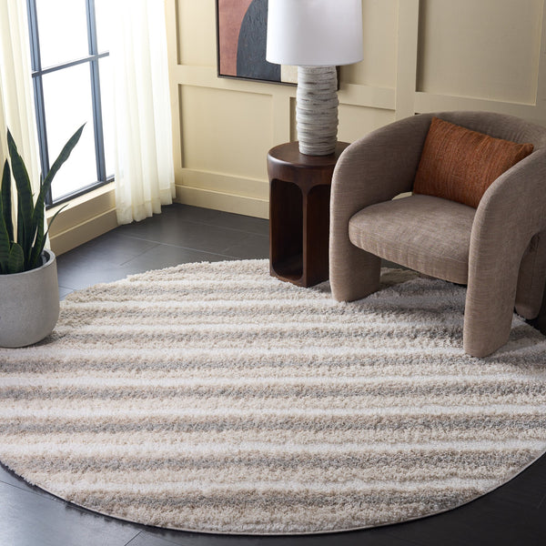 Safavieh Gemma Plush Shag Rug In Ivory Beige Grey — Scandinavian Texture, Stain-Resistant Poly Blend, Durable Craftsmanship 4'-0" x 6'-0" GMA602A-4