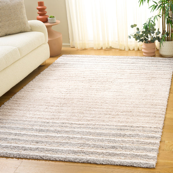 Safavieh Gemma Plush Round Shag Rug In Ivory Beige Grey – Power-Loomed Turkish Durable Fibers, Stain-Resistant Comfort 6'-7" x 6'-7" GMA604A-7R