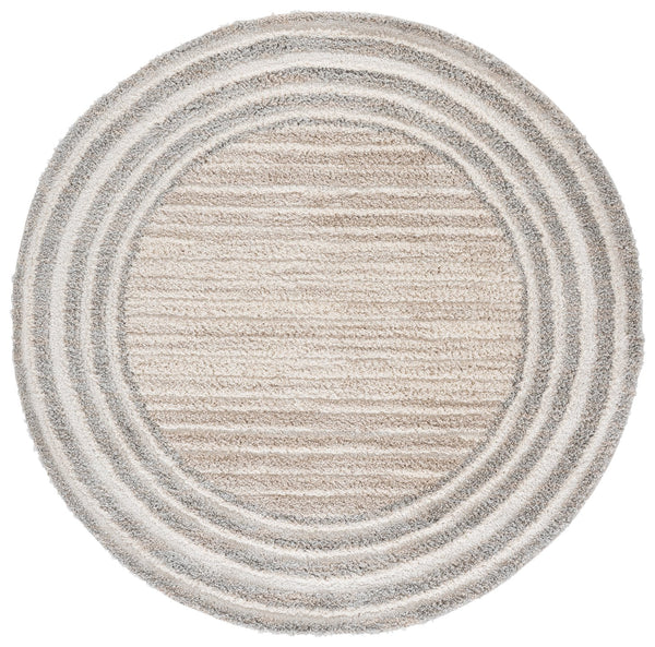Safavieh Gemma Plush Round Shag Rug In Ivory Beige Grey – Power-Loomed Turkish Durable Fibers, Stain-Resistant Comfort 6'-7" x 6'-7" GMA604A-7R
