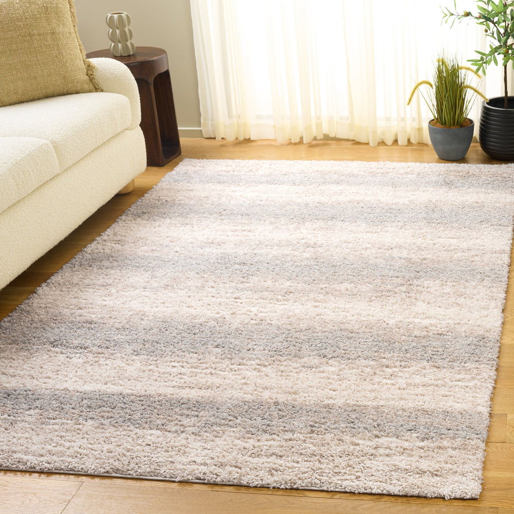 Safavieh Gemma Plush Shag Square Rug In Ivory Beige Grey — Soft 7/8" Pile, Durable Power-Loomed Comfort For Living Spaces 6'-7" x 6'-7" GMA606A-7SQ