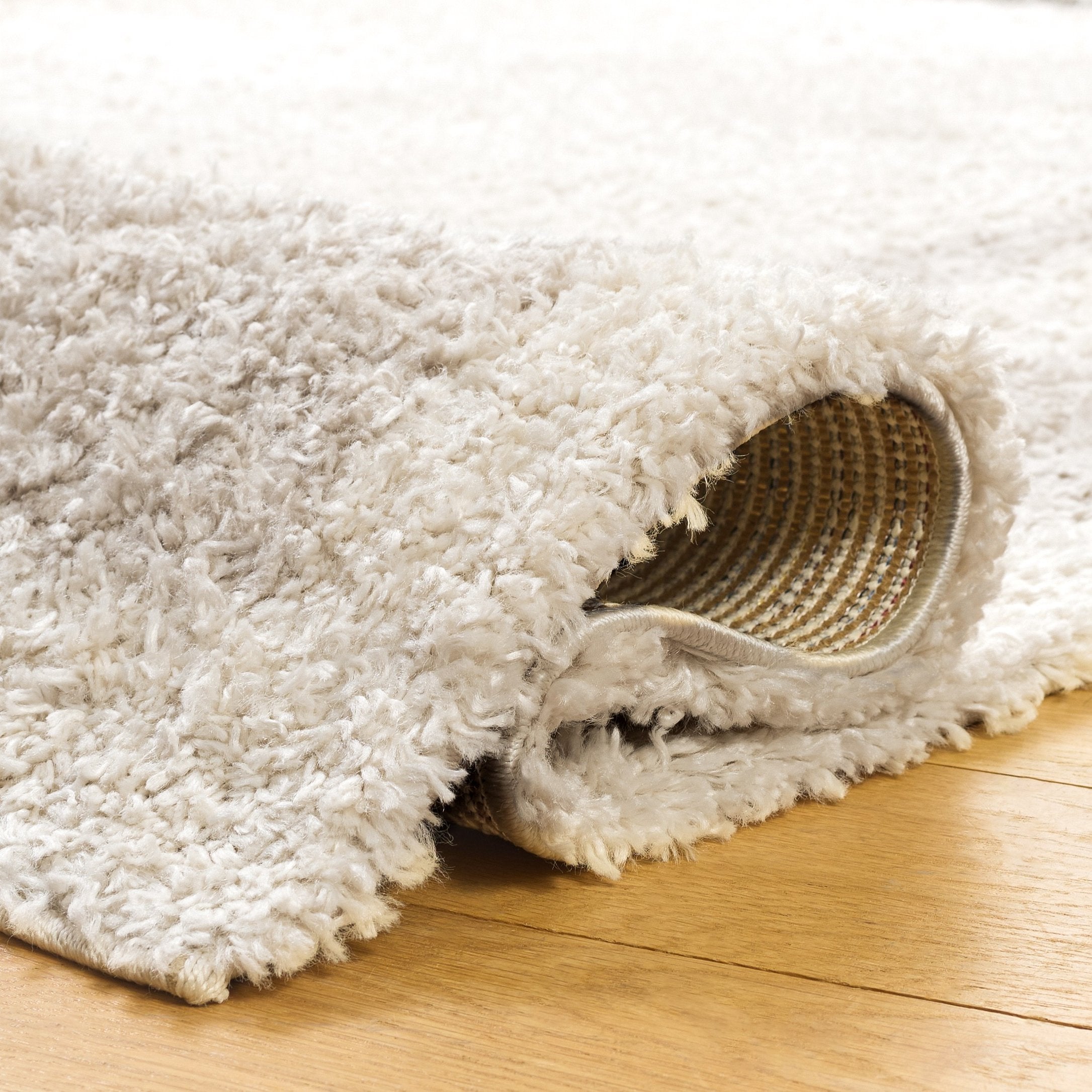 Gemma Plush Ivory Beige Square Rug — Power-Loomed Turkey, Soft 7/8