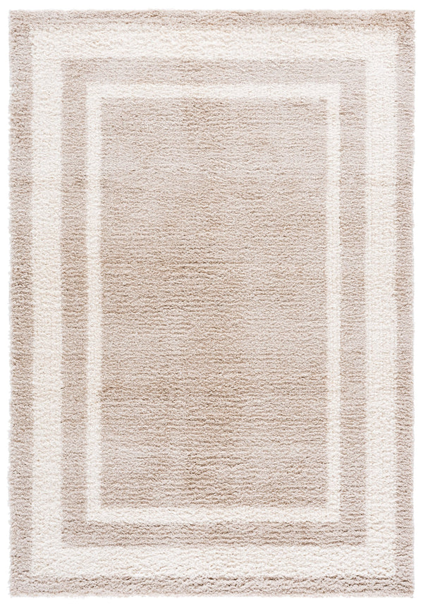 Safavieh Gemma Plush Shag Area Rug In Beige & Ivory — Power-Loomed Turkey, 7/8" Pile, Cozy Minimalist Style 5'-3" x 7'-6" GMA608B-5