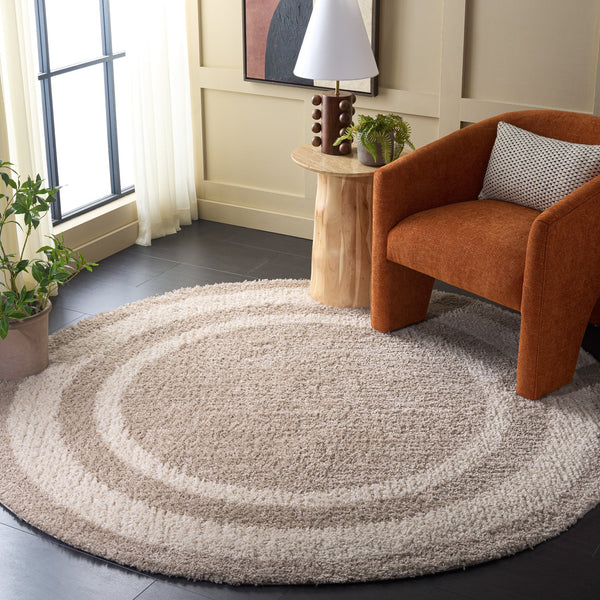 Safavieh Gemma Plush Shag Area Rug In Beige & Ivory — Power-Loomed Turkey, 7/8" Pile, Cozy Minimalist Style 5'-3" x 7'-6" GMA608B-5