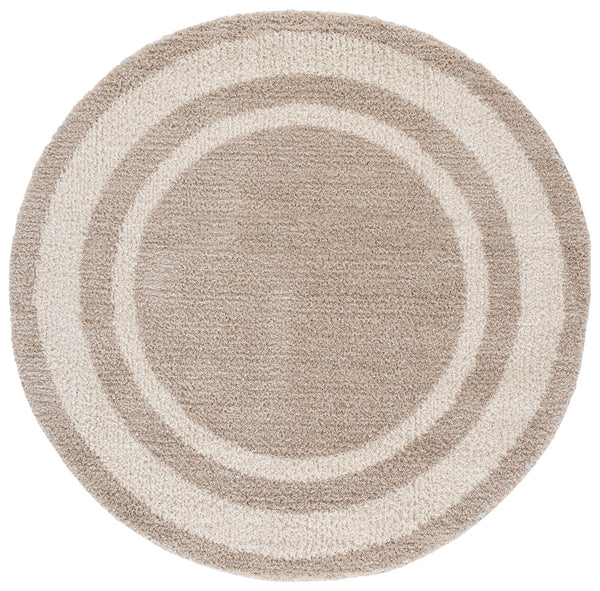 Safavieh Gemma Plush Round Shag Rug In Beige Ivory — Power-Loomed Turkey, Durable Soft Fiber, Cozy Centerpiece 6'-7" x 6'-7" GMA608B-7R