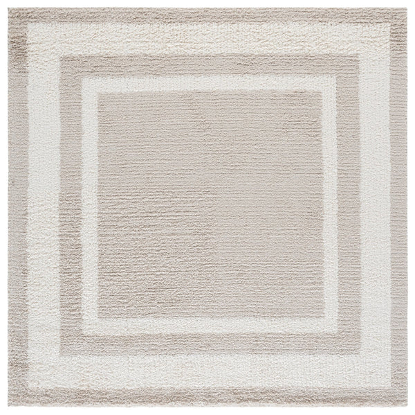 Safavieh Gemma Plush Beige Ivory Shag Rug — Power-Loomed Poly Blend, Stain-Resistant, Cozy Textured Anchor 6'-7" x 6'-7" GMA608B-7SQ