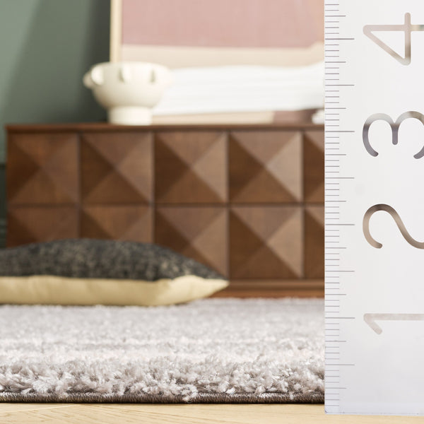 Safavieh Gemma Plush Grey Ivory Shag Rug — Turkish Power-Loomed, 7/8" Pile, Durable Soft Blend For Living Rooms 5'-3" x 7'-6" GMA608F-5