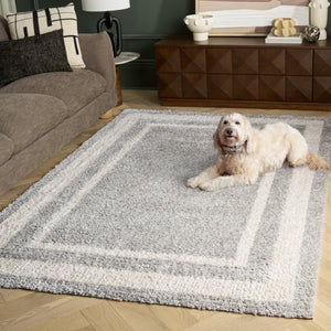 Safavieh Gemma Plush Shag Area Rug In Grey & Ivory — Soft 7/8" Pile, Durable Power-Loomed Turkish Construction 8'-0" x 10'-0" GMA608F-8