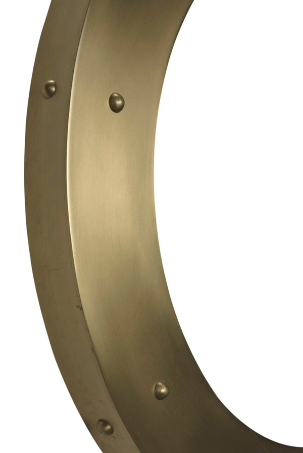 Noir Clay Mirror - Handcrafted Round Iron Frame with Sculptural Design for Modern Home Decor Style Antique Brass GMIR139MB-L